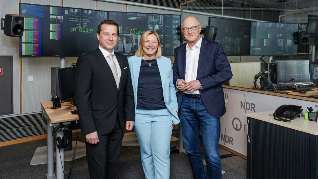 MDR-Intendant Ralf Ludwig, Radio-Bremen-Intendantin Yvette Gerner und NDR-Intendant Joachim Knuth